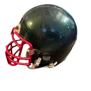 Vintage Football Mini Helmet Green Red Autographed MAC